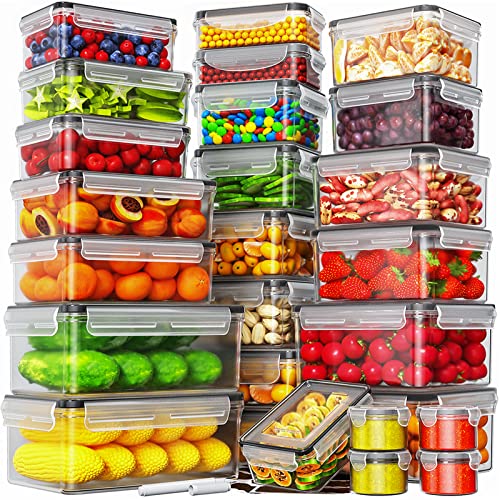 40 PCS Food Storage Containers with Lids Airtight, 100% Leakproof Plastic Meal-Prep Containers Reusable(20 Containers & 20 Lids),Microwave and Dishwasher Safe, Includes Labels & Pen