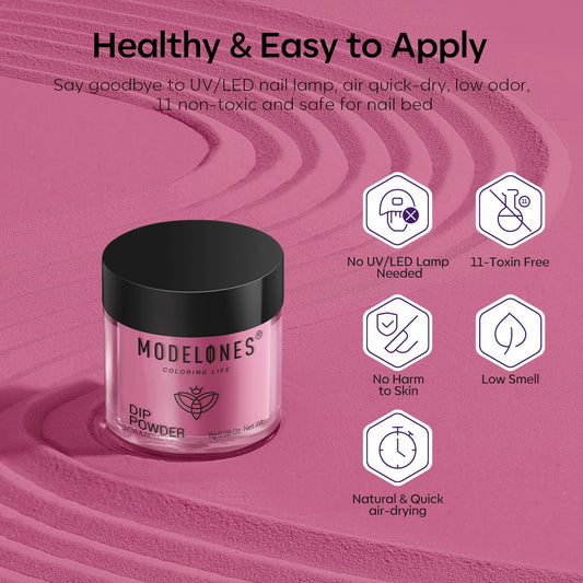 Modelones Dip Powder Nail Kit Starter, 20 Colors Purple Pink Orange Blue Dipping Powder Liquid Set Base&Top Activator for French Nail Art Salon DIY Kit