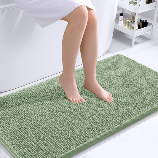 OLANLY Bathroom Rugs 30x20, Extra Soft Absorbent Chenille Bath Rugs, Rubber Backing Quick Dry, Machine Washable Bath Mats for Bathroom Floor, Tub and Shower, Home Decor Accessories, Grey