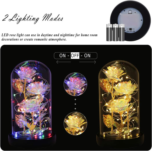 Birthday Gifts Galaxy Artificial Rose, Flowers for Delivery Prime Beauty and the Beast Rose Gold Foil Rose Enchanted Colorful Infinity Rose, Rose Flowers Gifts for Home Decor Unique Gifts for Women