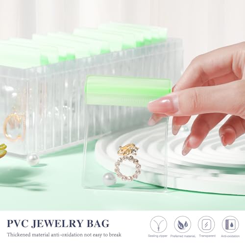 Acrylic Jewelry Box Organizer, Clear Jewelry Organizer and Storage with 20 Portable Anti Tarnish Jewelry bags, Travel Jewelry Case for Earrings/Rings/Necklaces Gifts for Women Girls, Clear