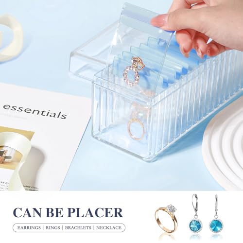 Acrylic Jewelry Box Organizer, Clear Jewelry Organizer and Storage with 20 Portable Anti Tarnish Jewelry bags, Travel Jewelry Case for Earrings/Rings/Necklaces Gifts for Women Girls, Clear