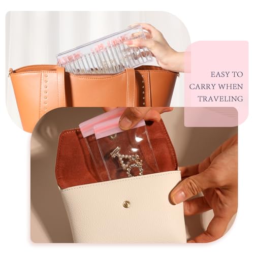 Acrylic Jewelry Box Organizer, Clear Jewelry Organizer and Storage with 20 Portable Anti Tarnish Jewelry bags, Travel Jewelry Case for Earrings/Rings/Necklaces Gifts for Women Girls, Clear