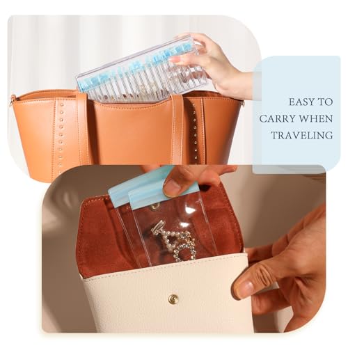 Acrylic Jewelry Box Organizer, Clear Jewelry Organizer and Storage with 20 Portable Anti Tarnish Jewelry bags, Travel Jewelry Case for Earrings/Rings/Necklaces Gifts for Women Girls, Clear