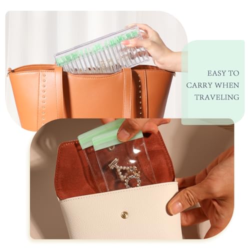 Acrylic Jewelry Box Organizer, Clear Jewelry Organizer and Storage with 20 Portable Anti Tarnish Jewelry bags, Travel Jewelry Case for Earrings/Rings/Necklaces Gifts for Women Girls, Clear