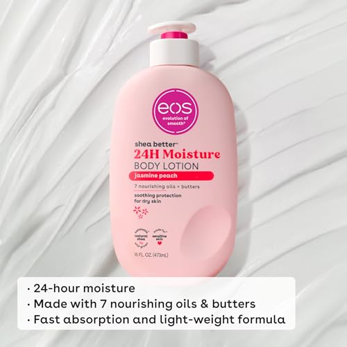 eos Shea Better Body Lotion Vanilla Cashmere, 24-Hour Moisture Skin Care, Lightweight & Non-Greasy, Natural Shea, Vegan, Vanilla Body Lotion, 16 fl oz