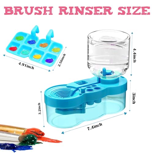 2025 Paint Brush Cleaner Brush Rinser Water Circulation, Brush Cleaner Painting Tool, Water Cycle Paint Brush Rinser with Brush Holder and Palette, Brush Rinser Dispenser for Adults Artist Kid (Blue)