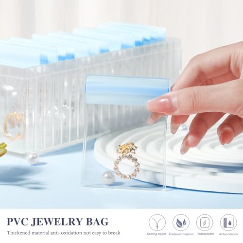 Acrylic Jewelry Box Organizer, Clear Jewelry Organizer and Storage with 20 Portable Anti Tarnish Jewelry bags, Travel Jewelry Case for Earrings/Rings/Necklaces Gifts for Women Girls, Clear