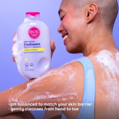 eos Shea Better Body Lotion Vanilla Cashmere, 24-Hour Moisture Skin Care, Lightweight & Non-Greasy, Natural Shea, Vegan, Vanilla Body Lotion, 16 fl oz