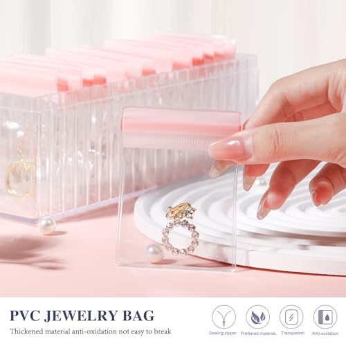 Acrylic Jewelry Box Organizer, Clear Jewelry Organizer and Storage with 20 Portable Anti Tarnish Jewelry bags, Travel Jewelry Case for Earrings/Rings/Necklaces Gifts for Women Girls, Clear