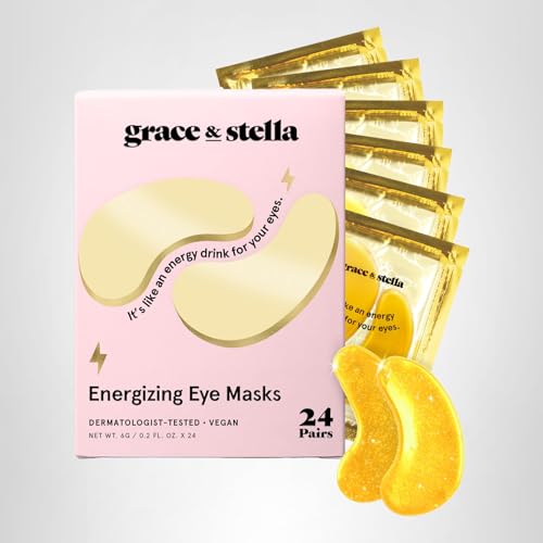 grace & stella Award Winning Under Eye Mask - Stocking Stuffers for Women - Gifts for Teenage Girls - Gel Eye Patches for Dark Circles, Puffy Eyes, Undereye Bags - Vegan - Self Care (24 Pairs, Gold)