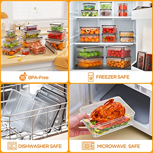 40 PCS Food Storage Containers with Lids Airtight, 100% Leakproof Plastic Meal-Prep Containers Reusable(20 Containers & 20 Lids),Microwave and Dishwasher Safe, Includes Labels & Pen