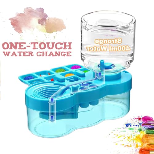 2025 Paint Brush Cleaner Brush Rinser Water Circulation, Brush Cleaner Painting Tool, Water Cycle Paint Brush Rinser with Brush Holder and Palette, Brush Rinser Dispenser for Adults Artist Kid (Blue)