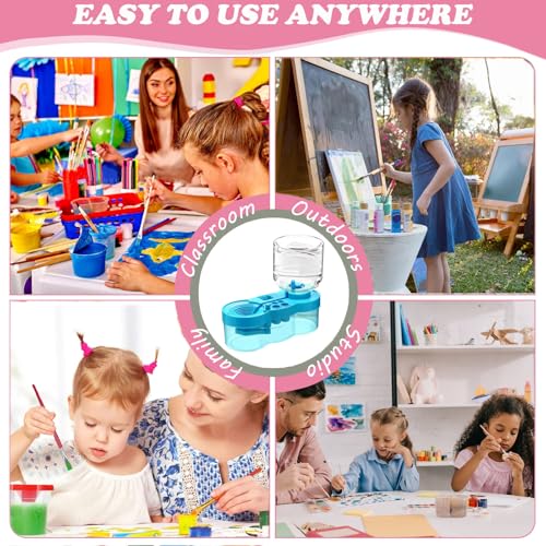 2025 Paint Brush Cleaner Brush Rinser Water Circulation, Brush Cleaner Painting Tool, Water Cycle Paint Brush Rinser with Brush Holder and Palette, Brush Rinser Dispenser for Adults Artist Kid (Blue)