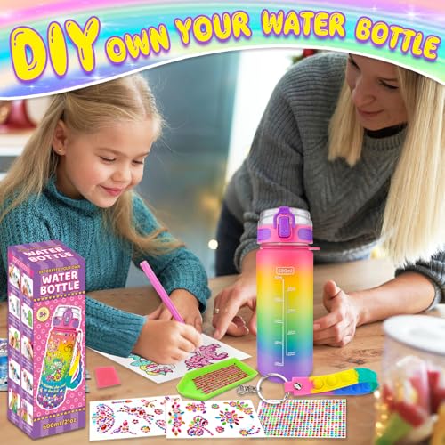 EDsportshouse Decorate Your Own Water Bottle Kits for Girls Age 4-6-8-10,Mermaid Painting Crafts,Fun Arts and Crafts Gifts Toys for Girls Birthday Christmas(Mermaid)
