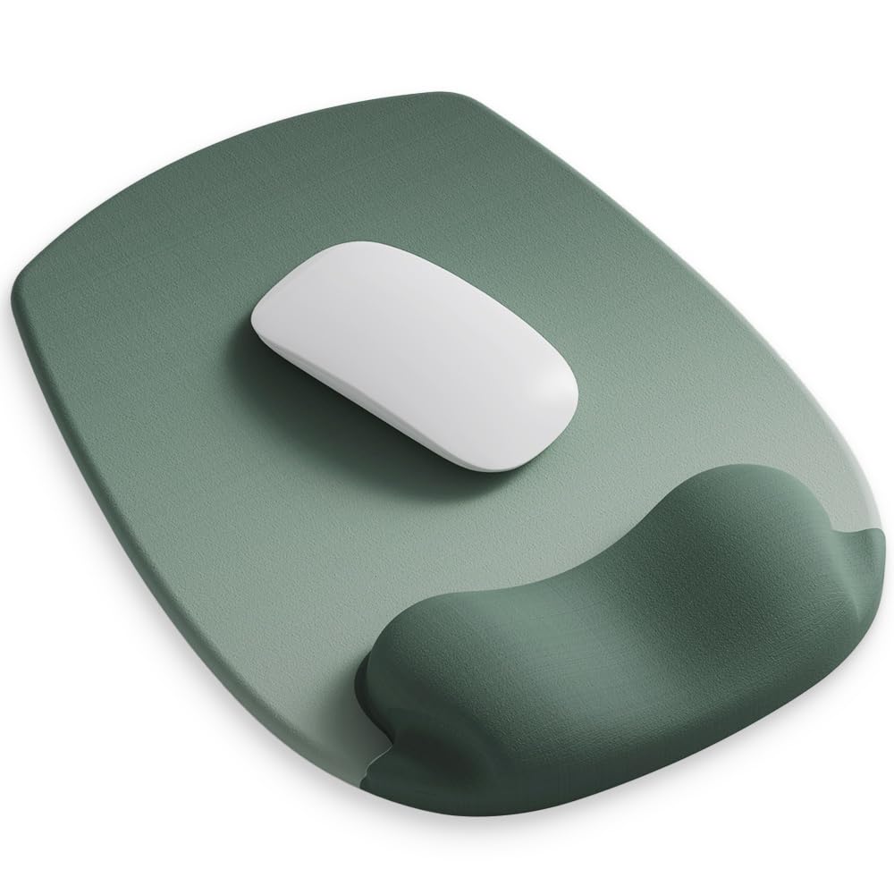 ErgoFlow Gel Wrist Rest Mouse Pad - Ergonomic Cushion for Desk, Cute Aesthetic Computer Decor for Women; Small Mousepad Mat&Laptop Pads - Office, Home Support & Ergo Accessories Supplies(03Sage Green)