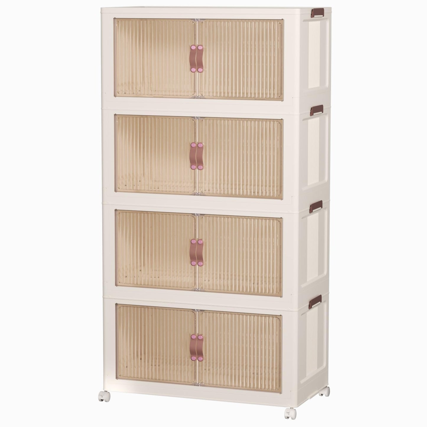 4 Tier Plastic Storage Bins with Lid 23QT, Stackable Storage Containers with Wheels, Folding Storage Boxes, Stackable Storage Bins, Closet Organizers and Storage for Living Room,Office,Dorm