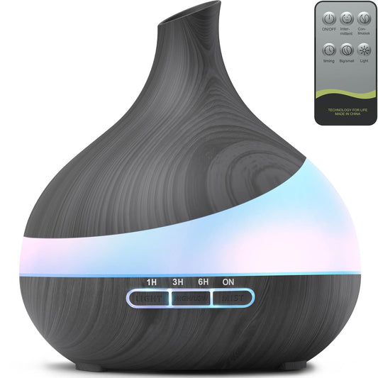 HJTHJT 500ML Essential Oil Diffuser: Aroma Diffuser with Remote Control for Hotel Spa Yoga Room - Humidifier with 14 Colors LED Night Light for Bedroom Home Relaxation