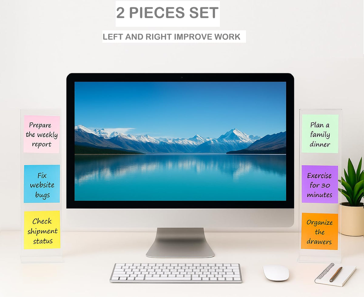 Monitor Memo Board,Detachable Acrylic Sticky Note Holder - Transparent Desktop Monitor Memo Board Stand for Computer Laptop, Portable Message Panel Reminder Office Desk Accessories (2PCS)