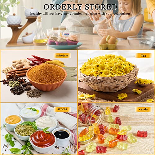 MIATTCLD Porcelain Condiment Jar Set, Spice Jars with Bamboo Lids and Spoon, Wooden Tray, 170 ML (5.8 OZ), Used to Store Tea, Spices, Coffee, Set of 3(White)