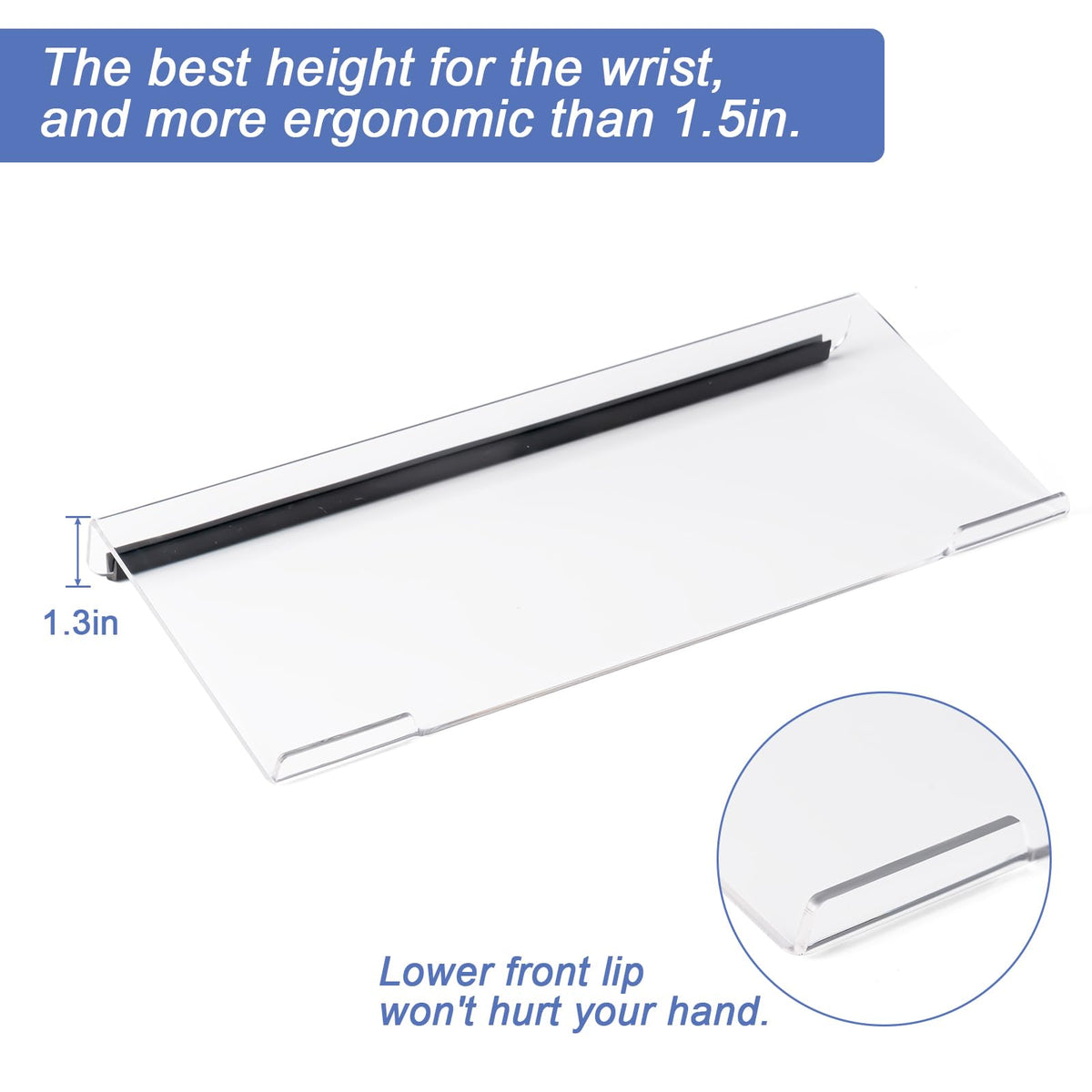 BOOMIBOO Clear Acrylic Tilted Computer Keyboard Holder for Ergonomic Typing, Keyboard Stand with Silicone Anti-Slip Strip,11.8 x 5.1 Inch Keyboard Tray for 78 Keys Keyboard