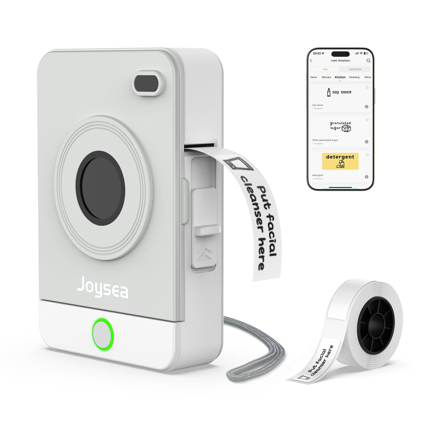 Joysea Bluetooth Label Maker Machine with Tape, OP1 Thermal Sticker Printer for Home Kitchen, Portable Mini Label Makers for Office Organization, Gray