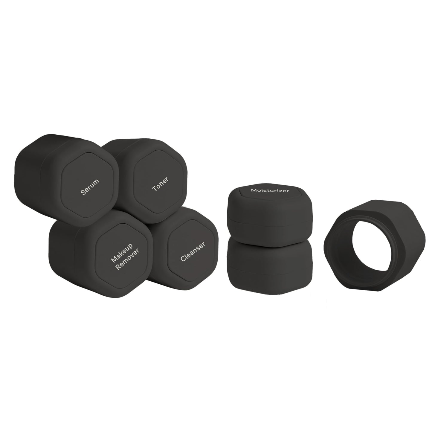 Cadence Travel Containers - Basic Skincare Set - Magnetic Travel Capsules - For Facial Cleanser, Moisturizer, Sunscreen - 3 Small Capsules (0.56oz) with Cleanser, Moisturizer & Sun-Icon Labels - Petal