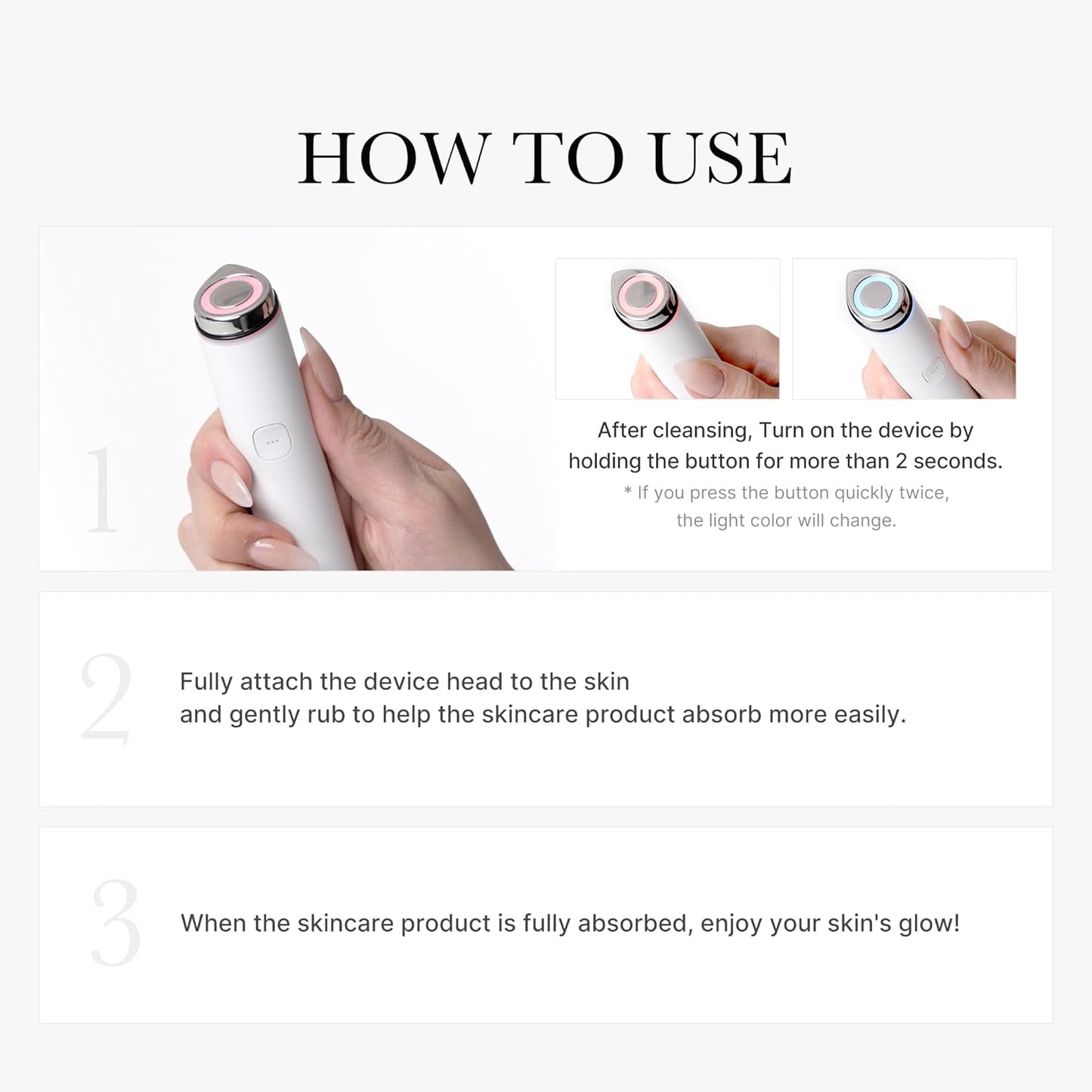 Mini Booster Pro White | Affordable At-Home Facial Device for Beginners - Portable Glow Booster for Glass Skin, Boosting Skin Care Absorption, Skincare for Teens, Korean Skin Care