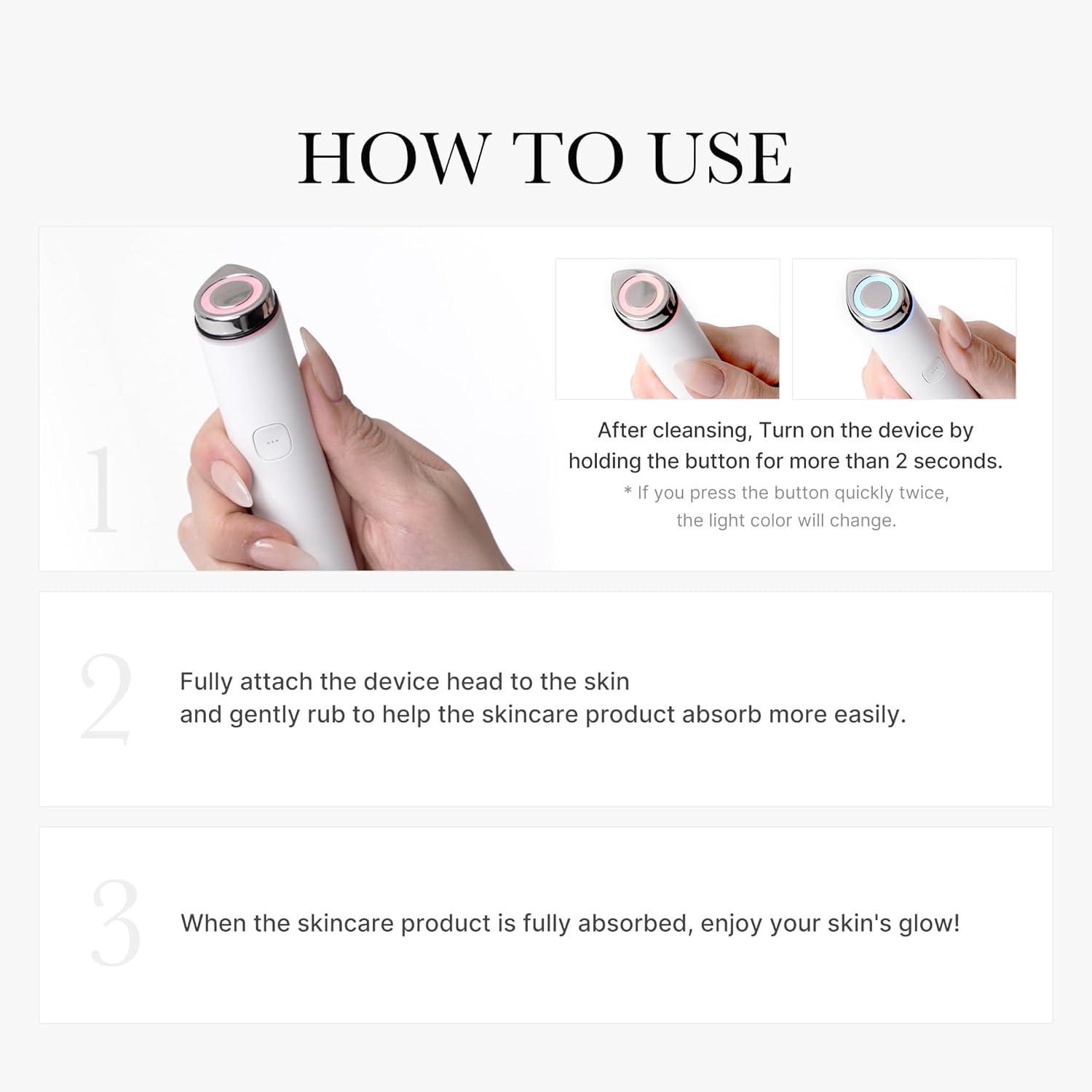Mini Booster Pro White | Affordable At-Home Facial Device for Beginners - Portable Glow Booster for Glass Skin, Boosting Skin Care Absorption, Skincare for Teens, Korean Skin Care