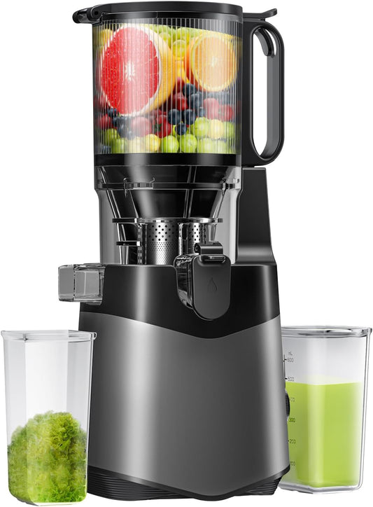 Cold Press Juicer, 5.8" Extra Large Feed Chute Fit Whole Fruits & Vegetables, 350W Slow Masticating Juicer Machines, Easy to Clean, High Juice Yield