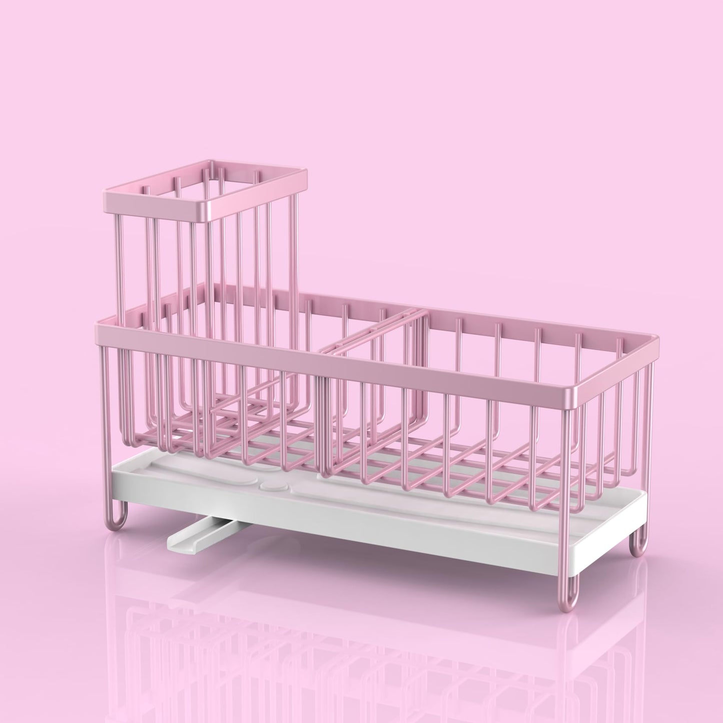 Cisily Black Sponge Holder for Kitchen Sink, Sink Caddy Organizer with High Brush Holder, Kitchen Countertop Organizers and Storage Essentials, Rustproof 304 Stainless Steel, Soap Dispenser Organize