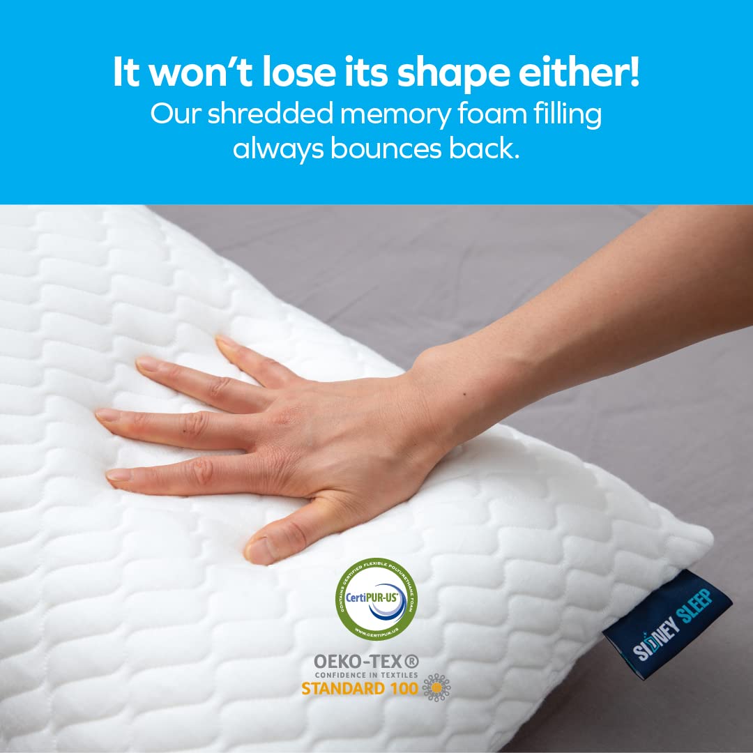 Sidney Sleep Adjustable Curved Contour Fill Pillow – Queen Size – for Side and Back Sleepers – Neck & Shoulder Comfort Support – Extra Fill Included (White)