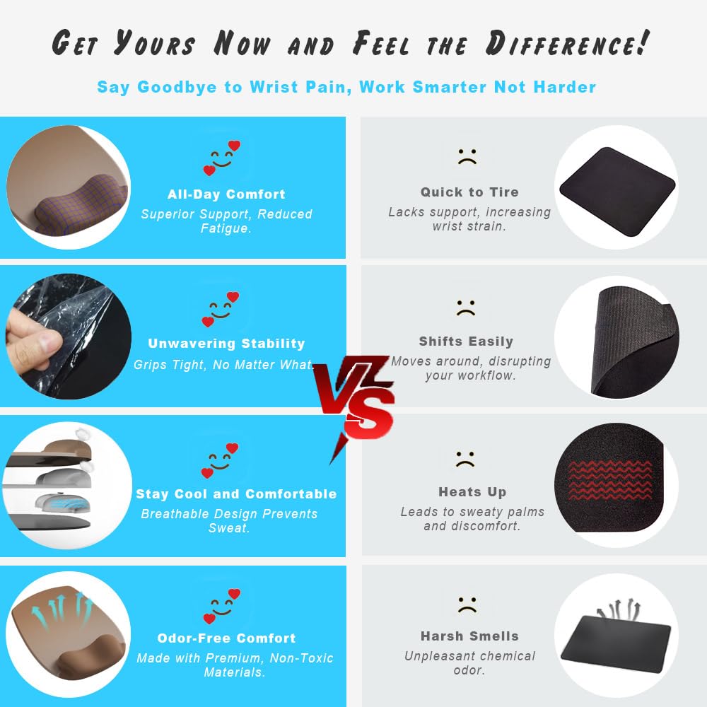 ErgoFlow Gel Wrist Rest Mouse Pad - Ergonomic Cushion for Desk, Cute Aesthetic Computer Decor for Women; Small Mousepad Mat&Laptop Pads - Office, Home Support & Ergo Accessories Supplies(03Sage Green)