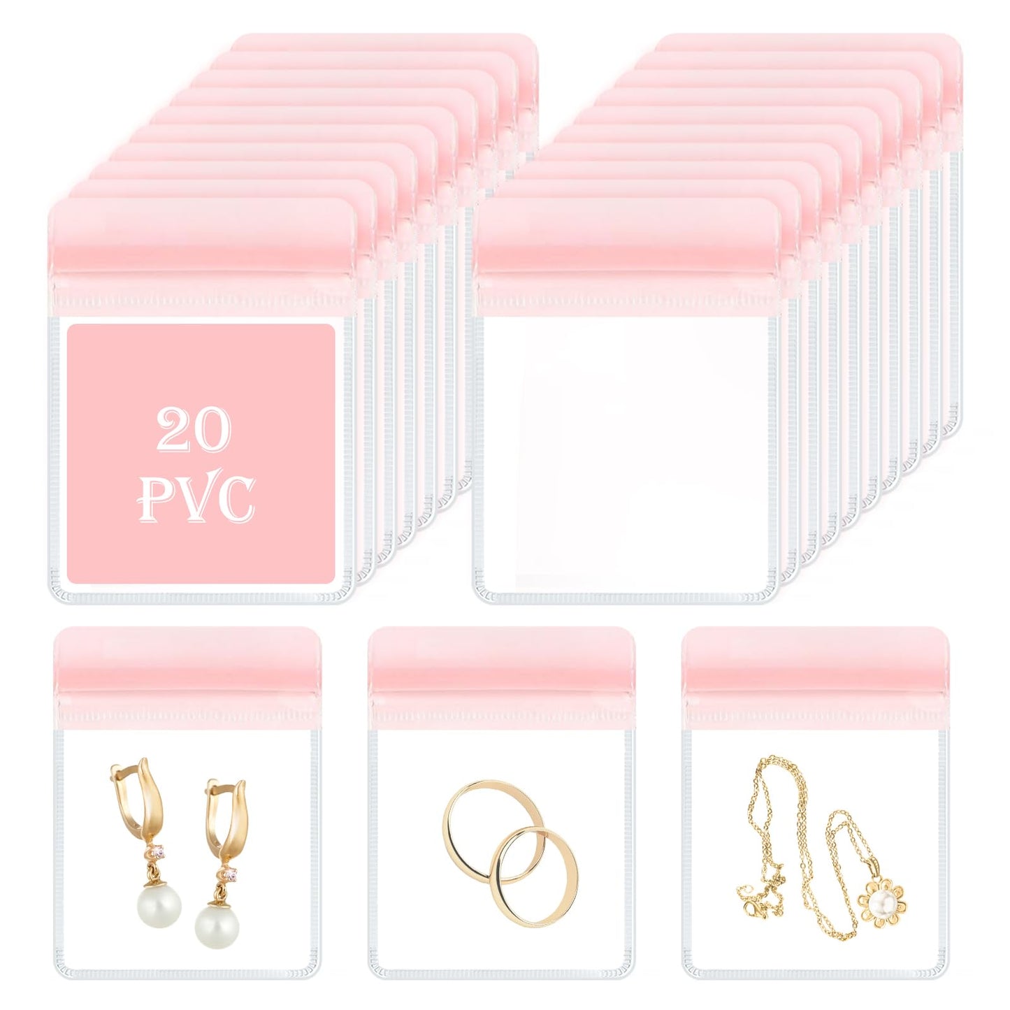Acrylic Jewelry Box Organizer, Clear Jewelry Organizer and Storage with 20 Portable Anti Tarnish Jewelry bags, Travel Jewelry Case for Earrings/Rings/Necklaces Gifts for Women Girls, Clear
