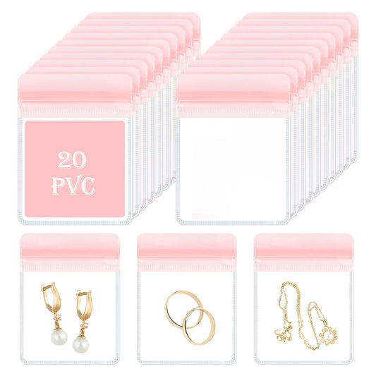 Acrylic Jewelry Box Organizer, Clear Jewelry Organizer and Storage with 20 Portable Anti Tarnish Jewelry bags, Travel Jewelry Case for Earrings/Rings/Necklaces Gifts for Women Girls, Clear