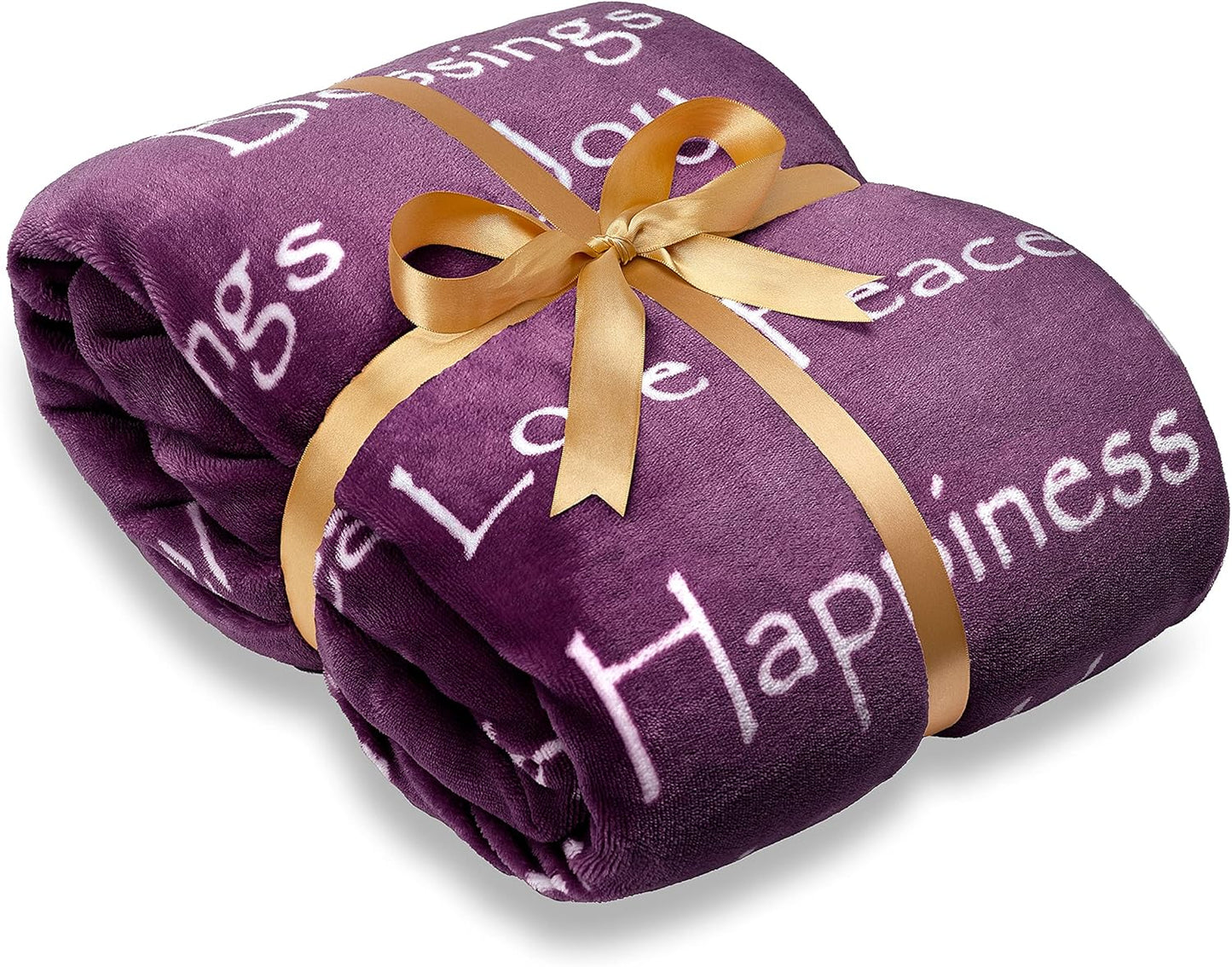 Premium Love & Joy Inspiring Gift Throw Blanket - Cozy, Warm and Fluffy Sherpa - Perfect Caring, Uplifting, Thoughtful, Personalized Gift for Peace & Prayer (65X50 Inches) Aubergine