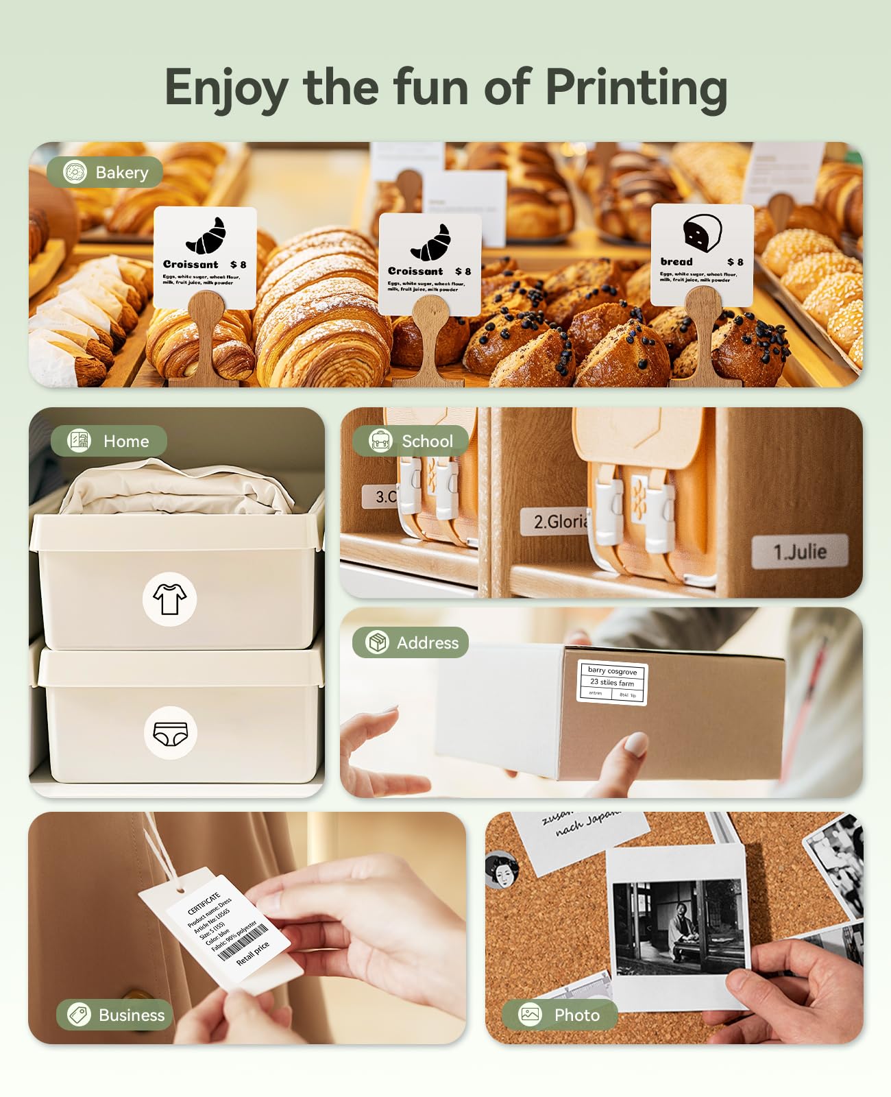 NIIMBOT B21 Label Maker Inkless Bluetooth Label Printer, 2 Inch Portable Thermal Sticker Machine for Small Business, Address, Logo, Clothing, Mailing, Candles, Jewelry, Sticker Printer for Gift, Green