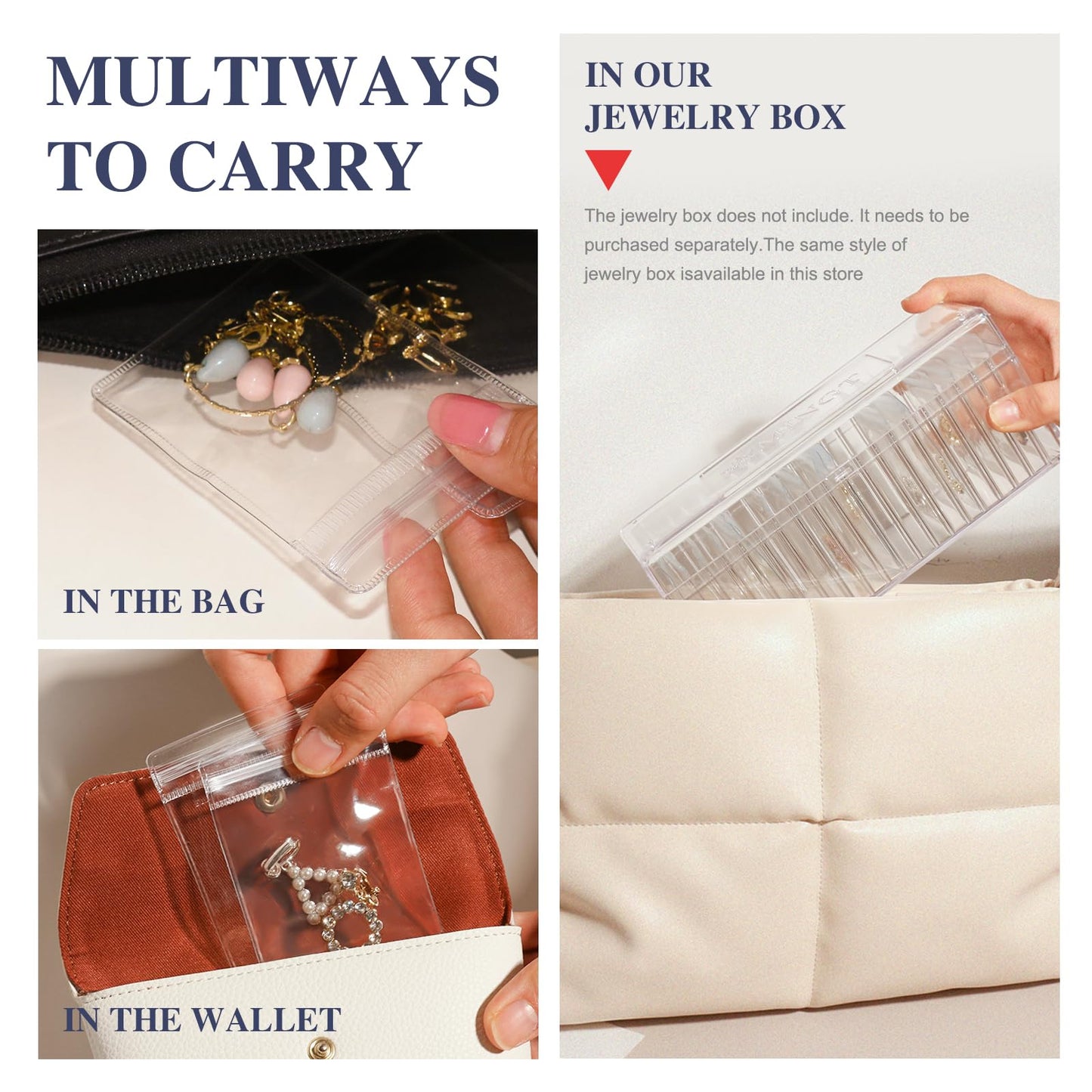 Acrylic Jewelry Box Organizer, Clear Jewelry Organizer and Storage with 20 Portable Anti Tarnish Jewelry bags, Travel Jewelry Case for Earrings/Rings/Necklaces Gifts for Women Girls, Clear