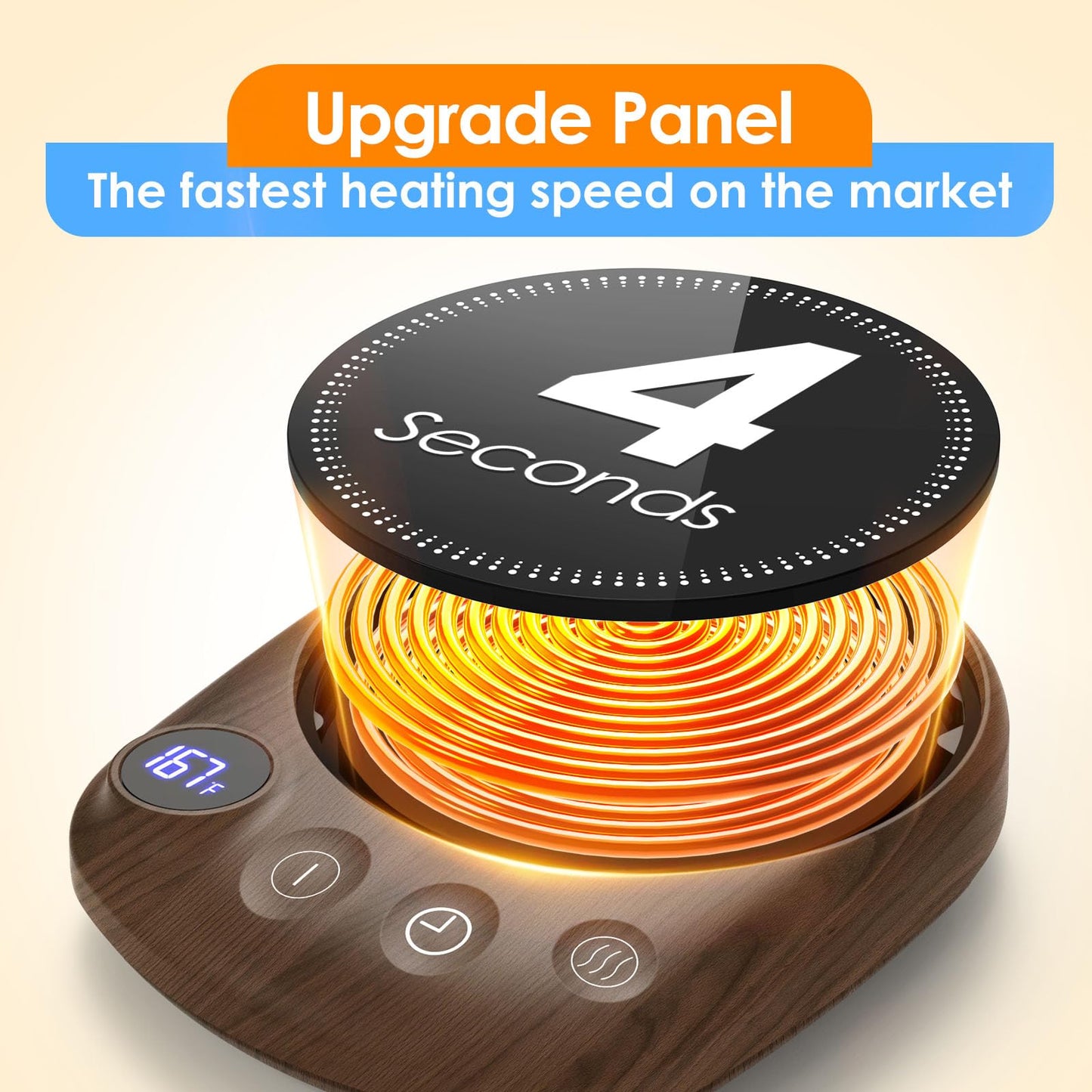 Coffee Mug Warmer - Fastest Heating & Highest Temperature, Coffee Cup Warmer for Desk Auto Shut Off, 4 Temp Settings & 1-12H Timer, Smart Electric Beverage Warmer for Coffee, Tea (Black)