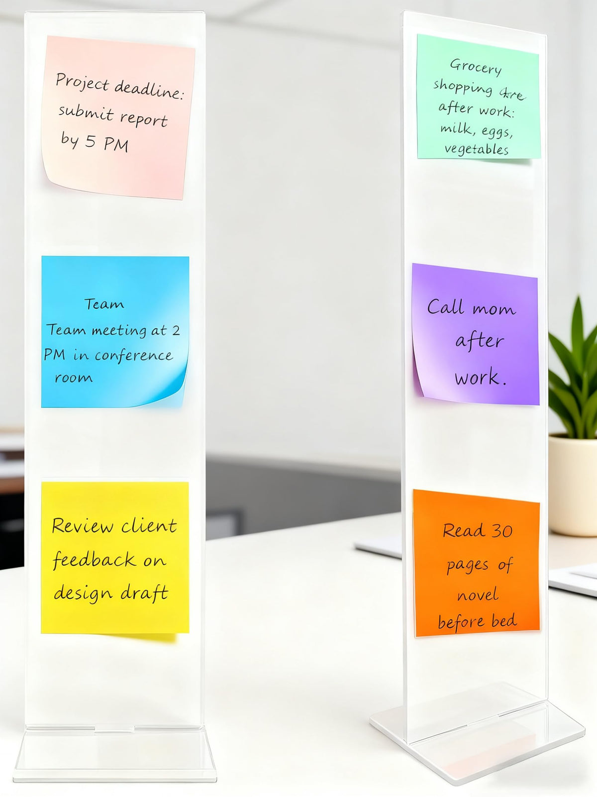 Monitor Memo Board,Detachable Acrylic Sticky Note Holder - Transparent Desktop Monitor Memo Board Stand for Computer Laptop, Portable Message Panel Reminder Office Desk Accessories (2PCS)