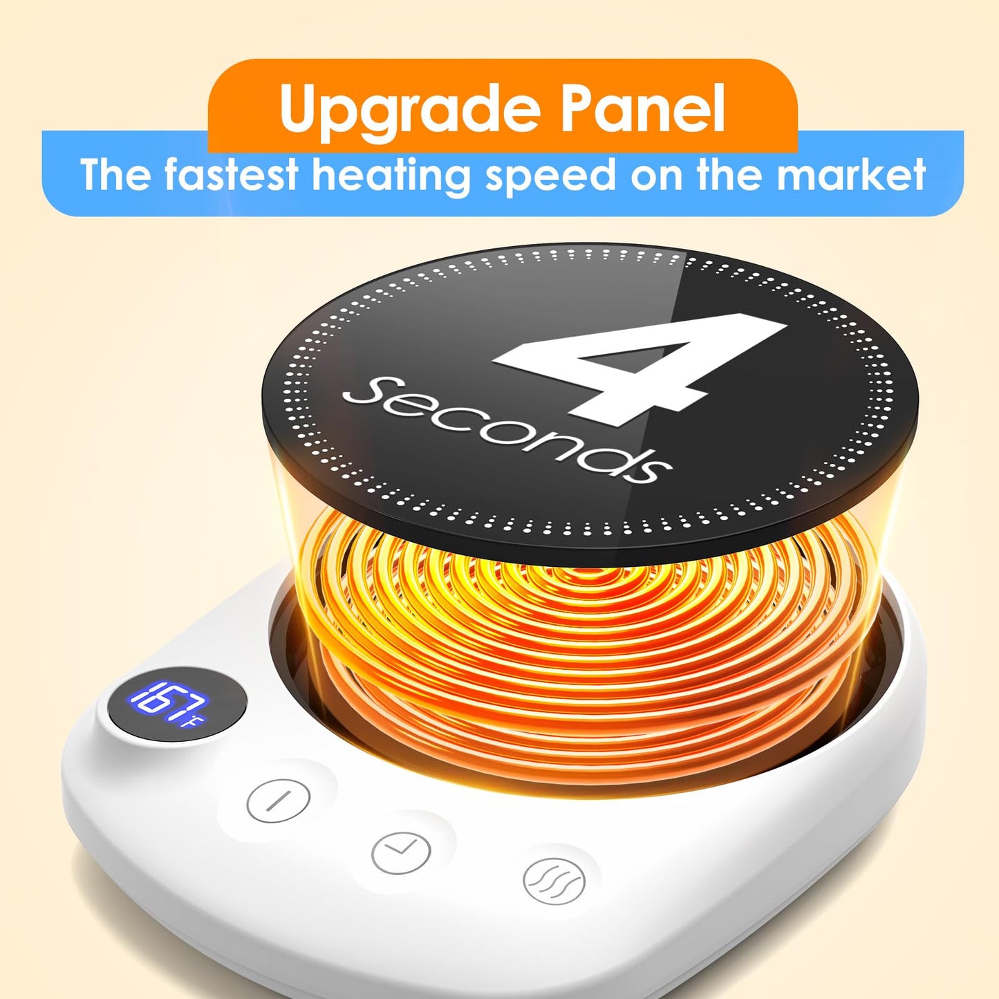 Coffee Mug Warmer - Fastest Heating & Highest Temperature, Coffee Cup Warmer for Desk Auto Shut Off, 4 Temp Settings & 1-12H Timer, Smart Electric Beverage Warmer for Coffee, Tea (Black)