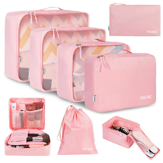 BAGAIL 8 Set Packing Cubes Luggage Packing Organizers for Travel Accessories (Blush Pink)