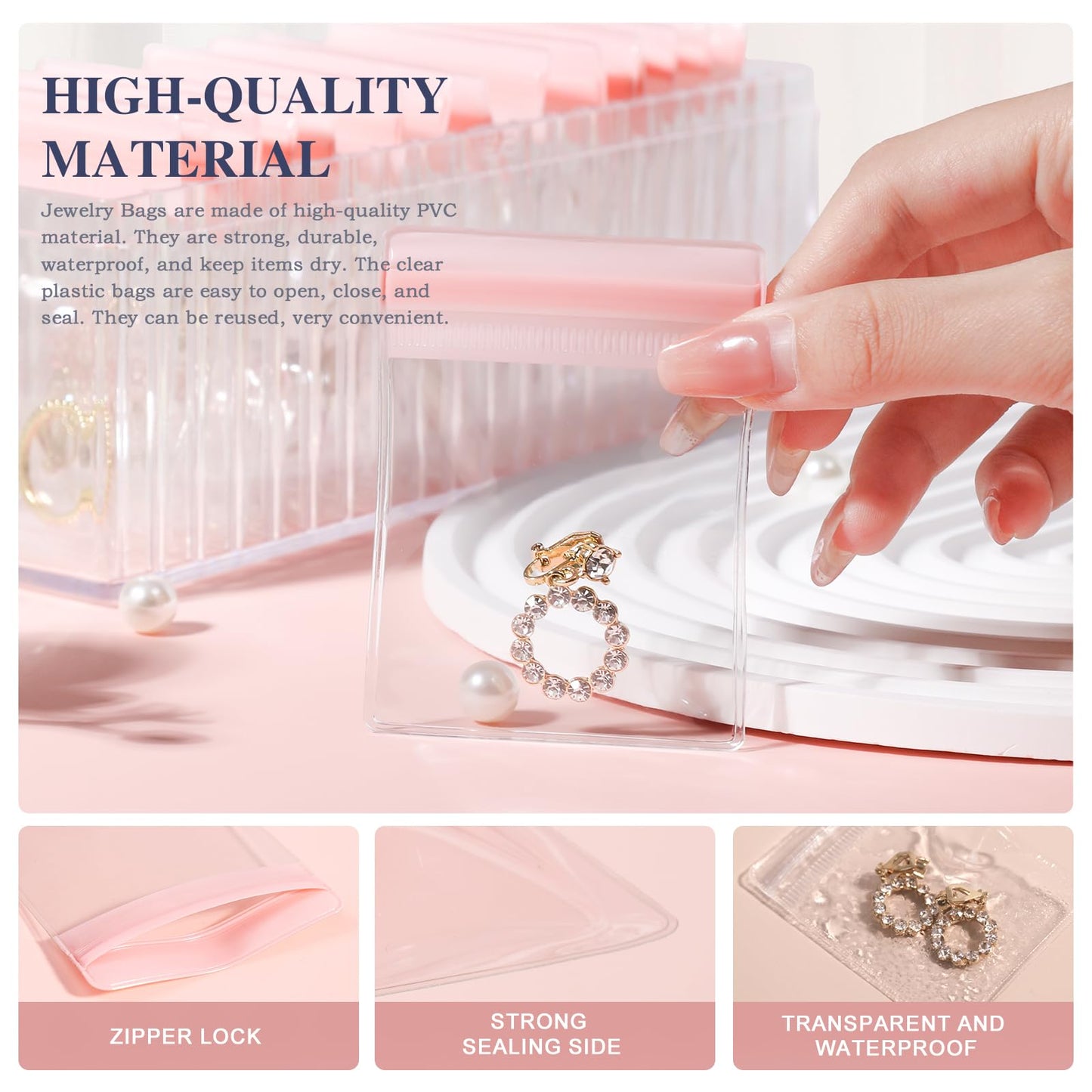 Acrylic Jewelry Box Organizer, Clear Jewelry Organizer and Storage with 20 Portable Anti Tarnish Jewelry bags, Travel Jewelry Case for Earrings/Rings/Necklaces Gifts for Women Girls, Clear
