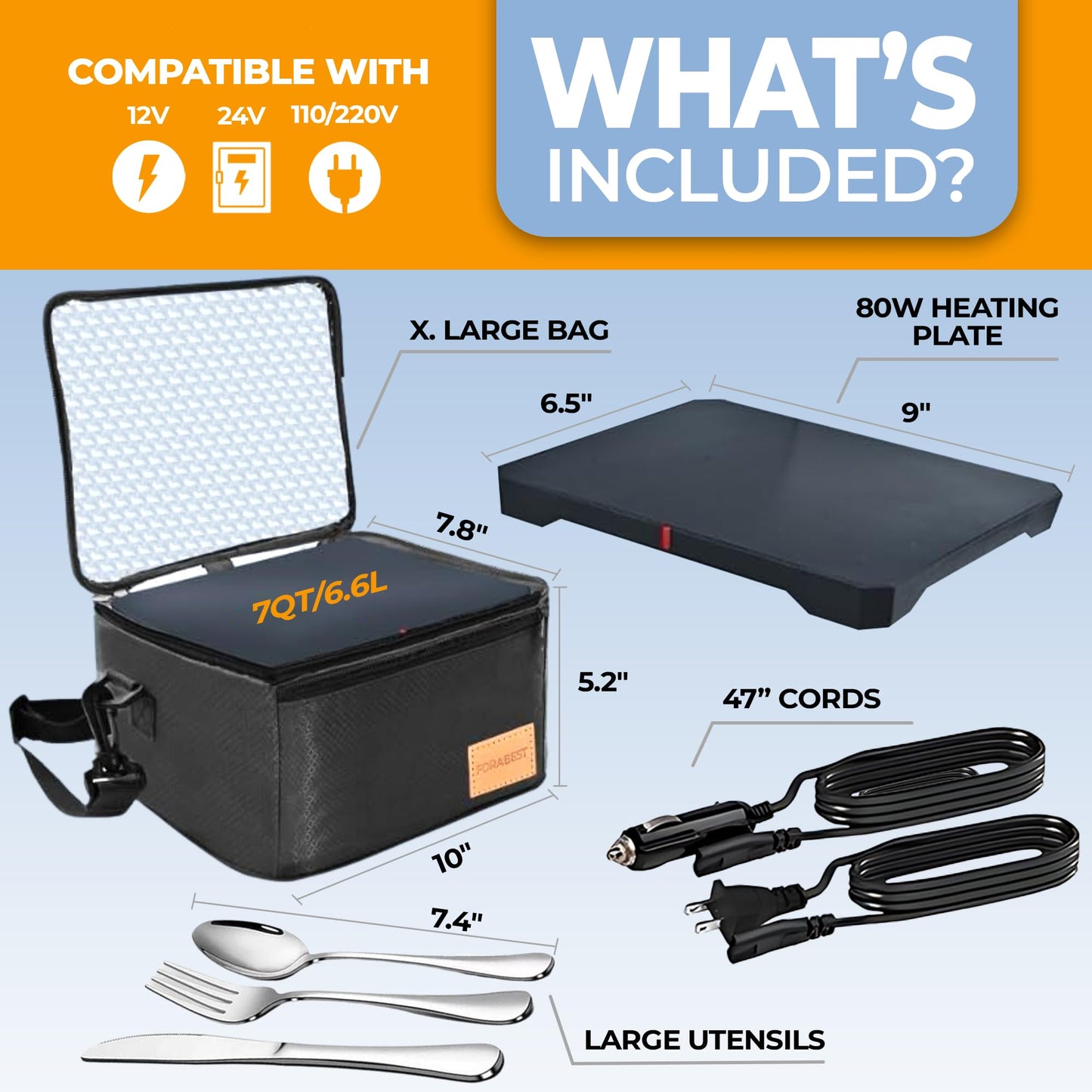 Portable Oven & Food Warmer Electric Lunch Box Food Heater 12/24/110/220V for Car, Truck, Office, Travel & Home,Mini Portable Microwave Lunch Heater for Work, Compact Portable Food Warmer Lunch Box