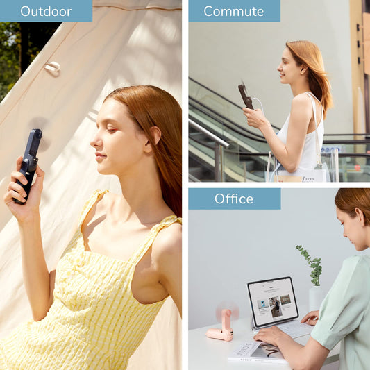 JISULIFE Handheld Mini Fan, 3 IN 1 USB Rechargeable Portable Fan [12-19 Working Hours] with Power Bank, Flashlight, Pocket Design for Travel/Summer/Concerts/Lash, Gifts for Women (Pink)