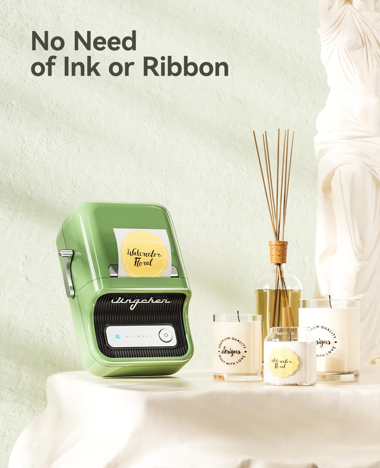 NIIMBOT B21 Label Maker Inkless Bluetooth Label Printer, 2 Inch Portable Thermal Sticker Machine for Small Business, Address, Logo, Clothing, Mailing, Candles, Jewelry, Sticker Printer for Gift, Green