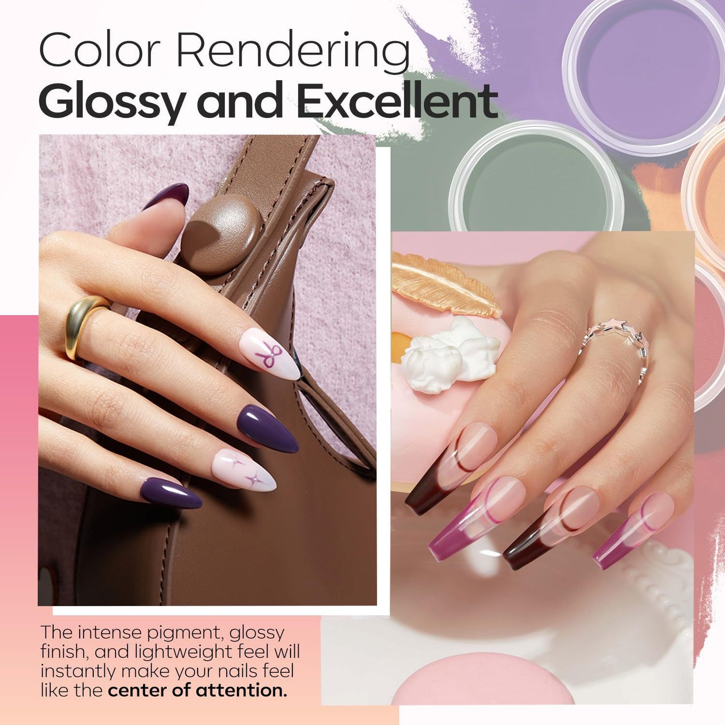 Modelones Dip Powder Nail Kit Starter, 20 Colors Purple Pink Orange Blue Dipping Powder Liquid Set Base&Top Activator for French Nail Art Salon DIY Kit