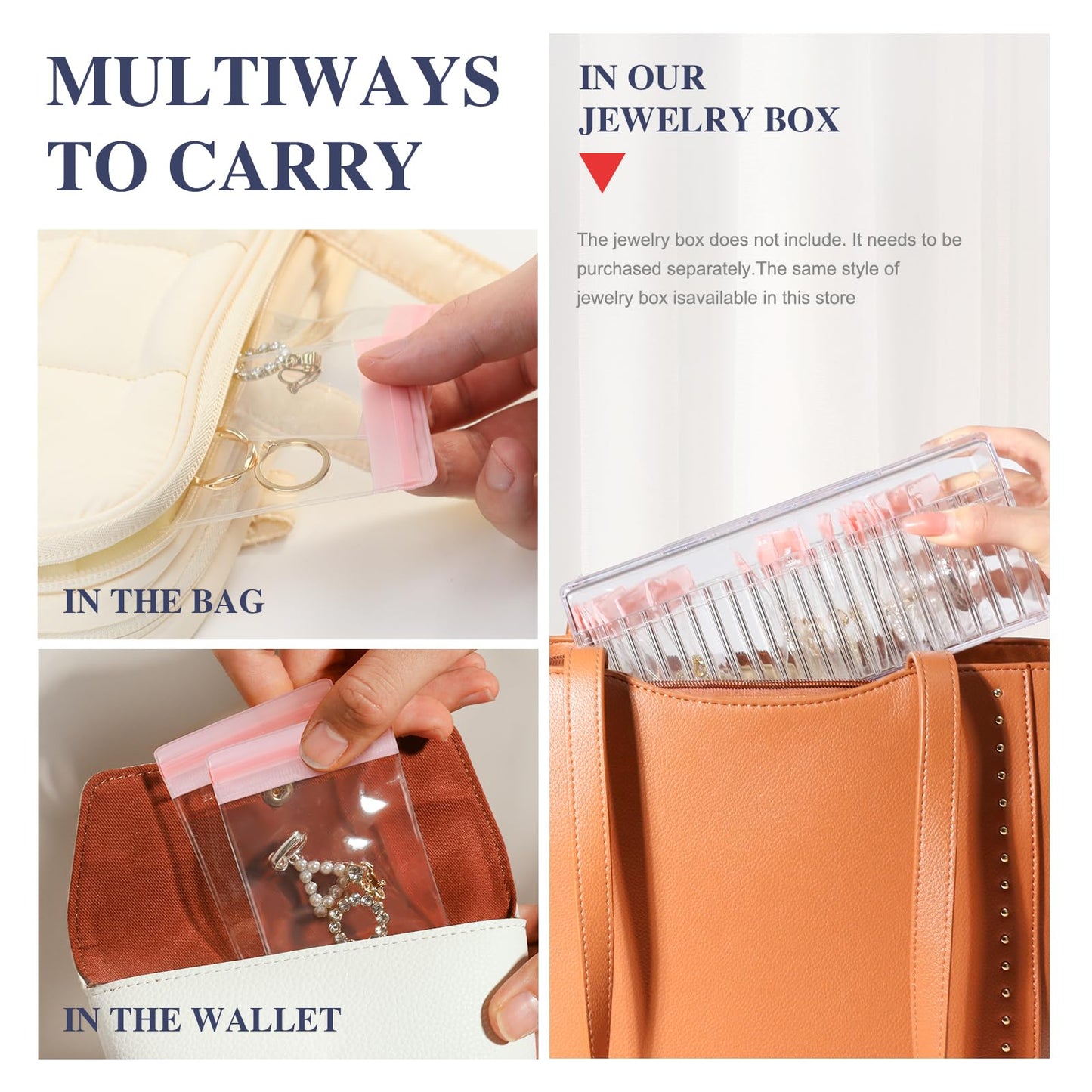 Acrylic Jewelry Box Organizer, Clear Jewelry Organizer and Storage with 20 Portable Anti Tarnish Jewelry bags, Travel Jewelry Case for Earrings/Rings/Necklaces Gifts for Women Girls, Clear