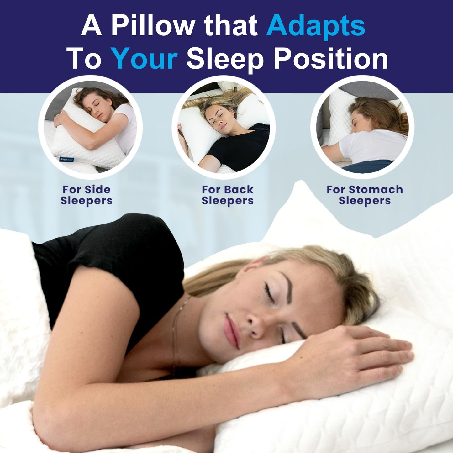 Sidney Sleep Adjustable Curved Contour Fill Pillow – Queen Size – for Side and Back Sleepers – Neck & Shoulder Comfort Support – Extra Fill Included (White)