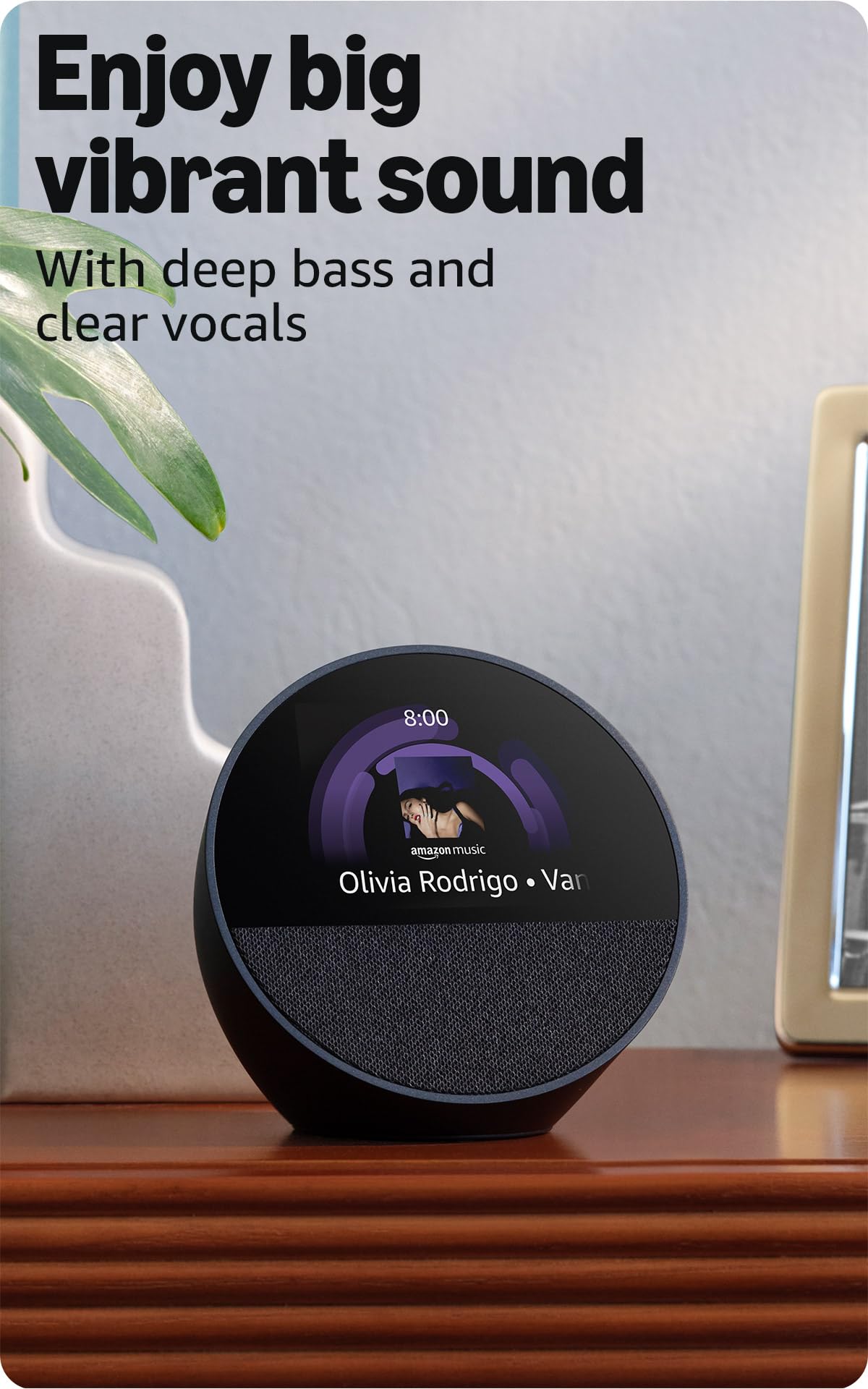 Amazon Echo Spot (newest model), Great for nightstands, offices and kitchens, Smart alarm clock with Alexa+ Early Access, Black